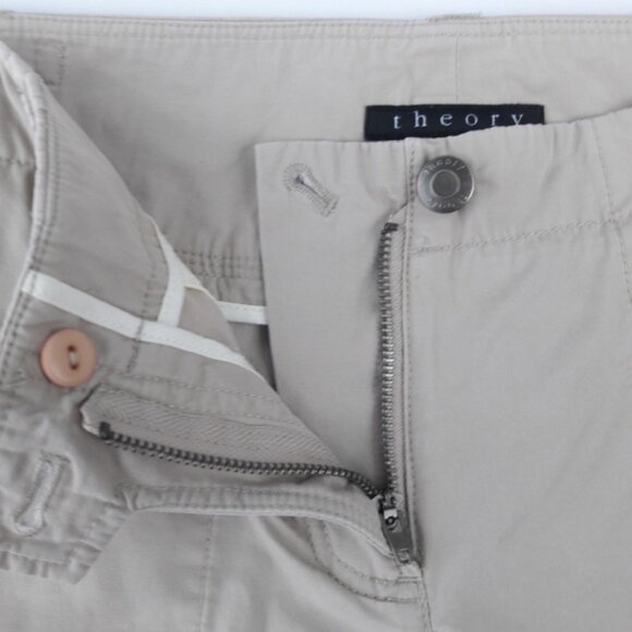 Theory Cargo Pants Fanyon Spirit Capri Khaki Stretch Twill Pockets Neutral 8 - Picture 5 of 7